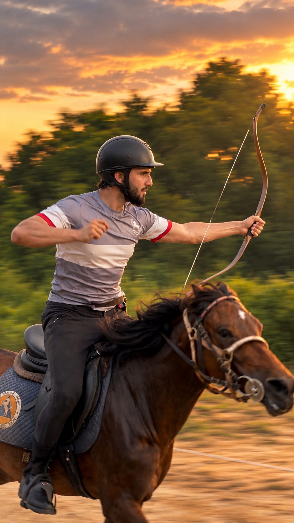 Riders training with horses